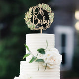 Oh Baby Cake Topper In Wood Baby Shower Party Greeny Cake Decoration (Design 01)