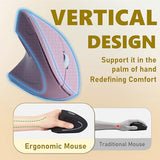 Left Handed Mouse, Vertical Left Handed Ergonomic Wireless Mouse, Ideal For Lefty Users, Gaming & Office Use, Compatible With Windows/Macos/Ipados. Pink