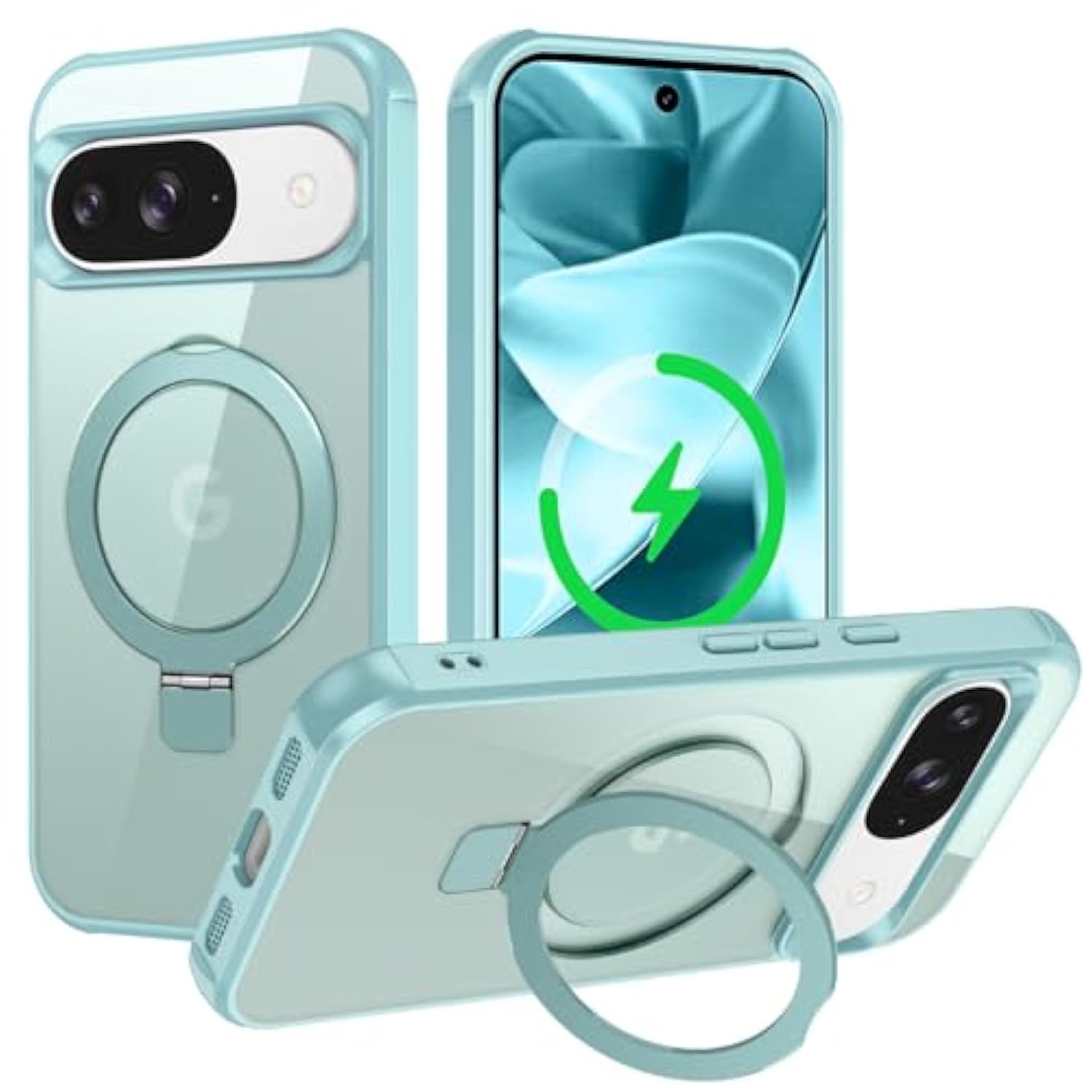 For Google Pixel 10/Pixel 10 Pro Case, [Magnetic Invisible Stand] [Compatible With Magsafe] [Military Grade Drop Protection] Slim Frosted Translucent Back Shockproof Protective Cover, Blue
