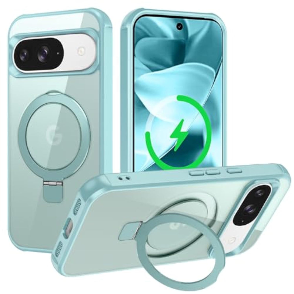 For Google Pixel 10/Pixel 10 Pro Case, [Magnetic Invisible Stand] [Compatible With Magsafe] [Military Grade Drop Protection] Slim Frosted Translucent Back Shockproof Protective Cover, Blue