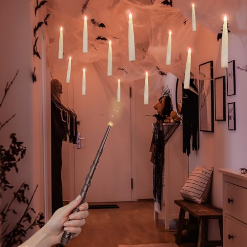 Floating Candles with Wand, 12 Pcs Magic Flickering Light
