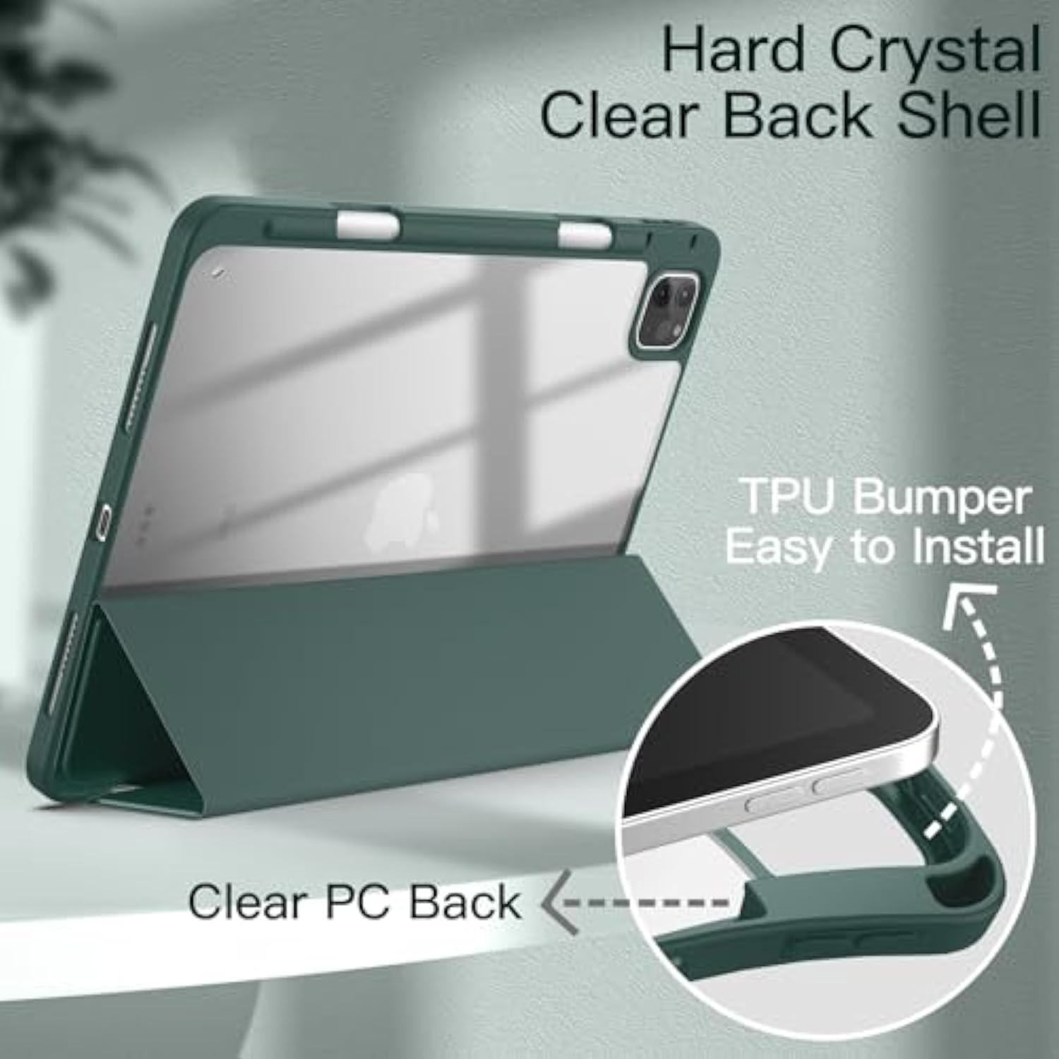 JETech Case for iPad Pro 11 Inch (2022/2021/2020/2018) with Pencil Holder, Cle