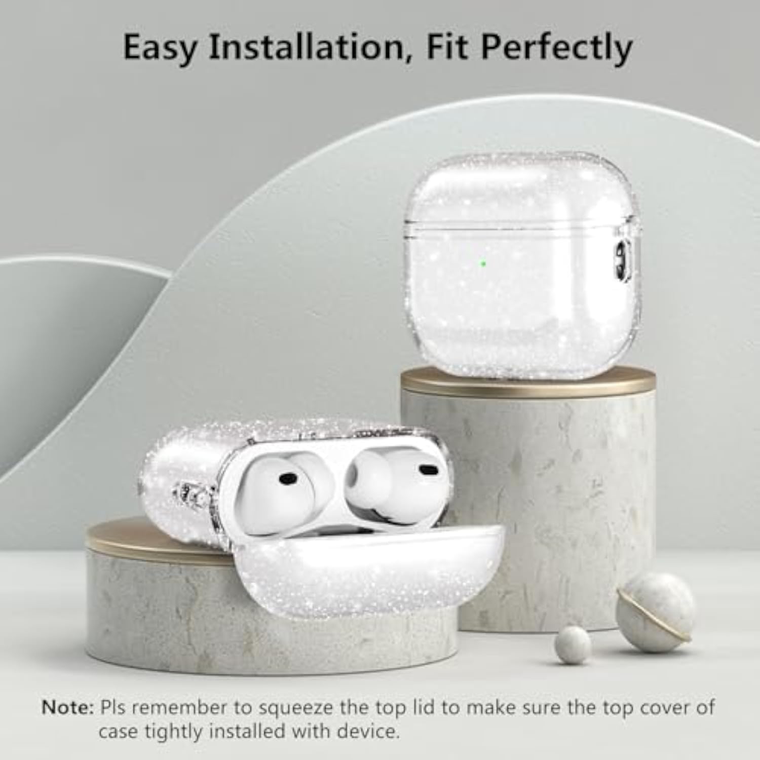 Clear Glitter Airpods Pro 3 Case with Sparkle Bling Design