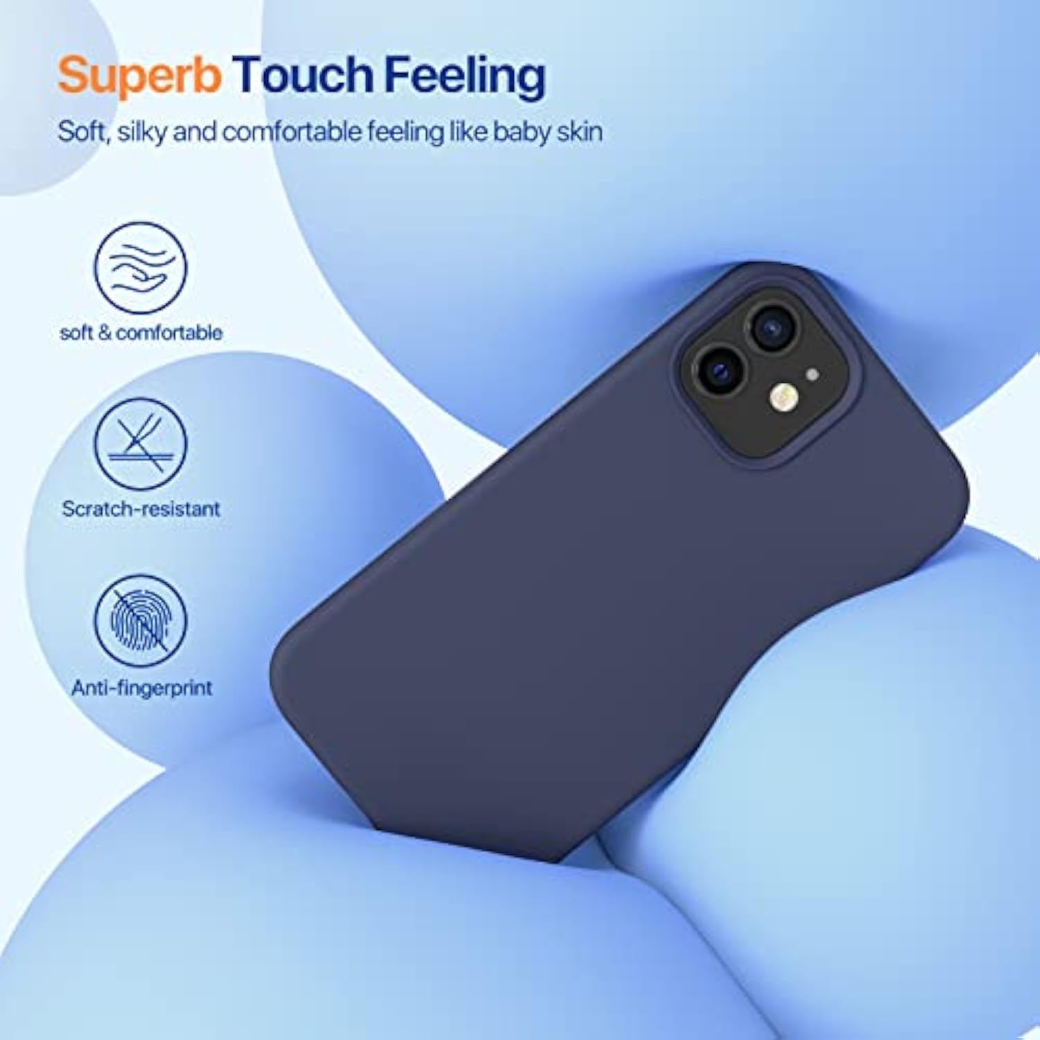 Compatible With 12 Case And 12 Pro Case, Liquid Silicone Gel Rubber Full Body Protection Shockproof Drop Protection Phone Case For 12/12 Pro 6.1 Inch(Navy Blue)