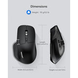 TECKNET Wireless Mouse, Bluetooth Mouse (BT5.0/5.0 & 2.4G) Rechargeable 4800 DPI Ergonomic Optical Mouse with 6 Adjustable, Quiet Clicks, USB A Receiver, 7 Buttons, Wide Compatibility - Black