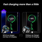 Car Charger 66W Super Fast Charging With Usb C&Qc 3.0(Voltmeter&Led Lights) Universal Quick Charge For 12-24V Car Cigarette Lighter Plug,Compatible With Iphone 14 13,S22,Ipad(2Pcs-Black-Qc/Pd/2.4A)