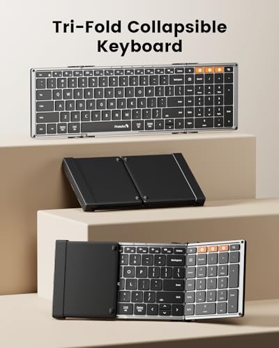 Backlit Foldable Keyboard, Xk01 Plus Folding Portable Bluetooth Keyboard For Travel, True Full Size External Wireless Keyboards With Backlight For Ipad Tablet Smartphone Laptop Pc