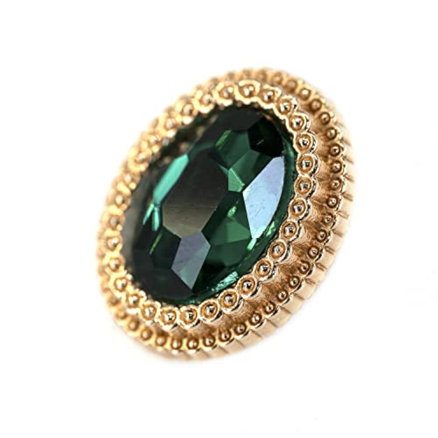 20 Pcs Green Oval Rhinestone Metal Shank Sewing Coat Buttons - 21Mm -