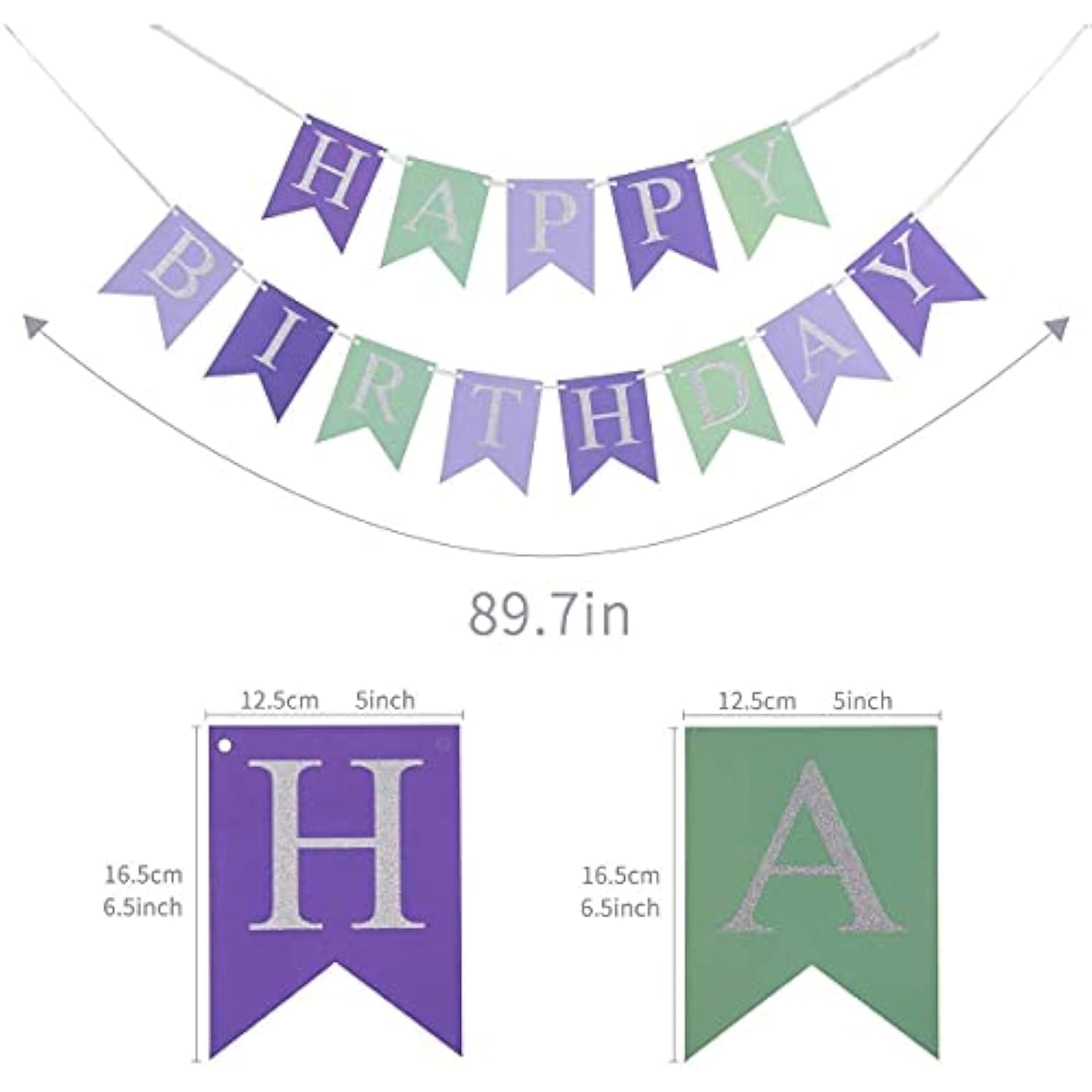 Glitter Mermaid Under The Sea Happy Birthday Banner Baby Girl Boy Birthday Party Decoration