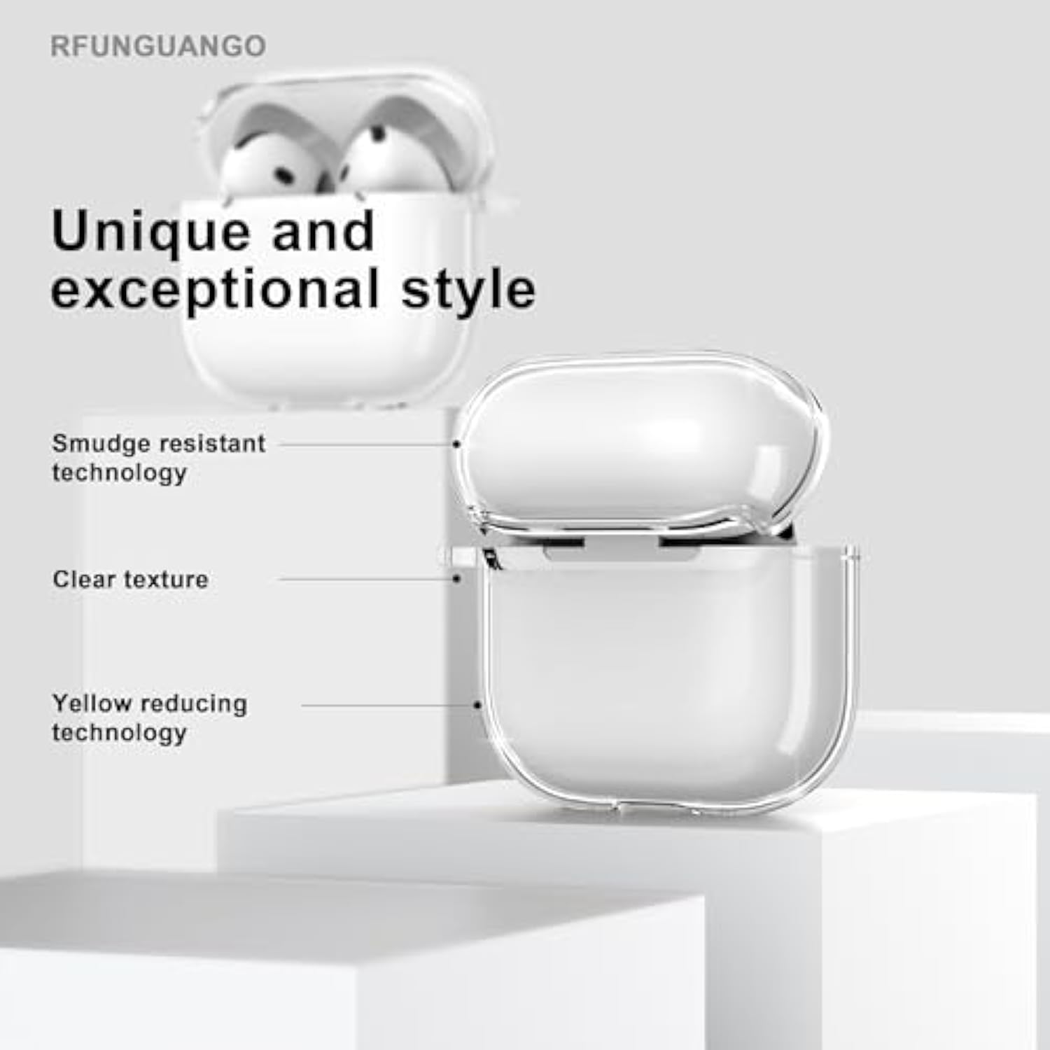 For Airpods 4 Protective Case, Soft Tpu Airpods 4Th Generation Protective Case, Transparent With Cleaning Kit, With Keychain, For Apple Airpods 4 Gen, Unisex -White