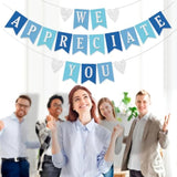 Pre-Strung We Appreciate You Decorations Banner Doctor Nurse Teacher Pastor Staff Employee 9.8Ft Glitter Blue Appreciation Assistant Principal Appreciation Gifts Party No Diy