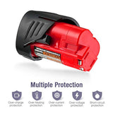 2-Pack 3000mAh M12 Replacement Battery for Milwaukee M12 Cordless Tools