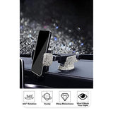 Bling Car Phone Mount Holder,Shiny Crystal Rhinestone Phone Stand For Women And Girls, Car Accessories For Windshield Dashboard,Compatible With Most Cellphones (White)