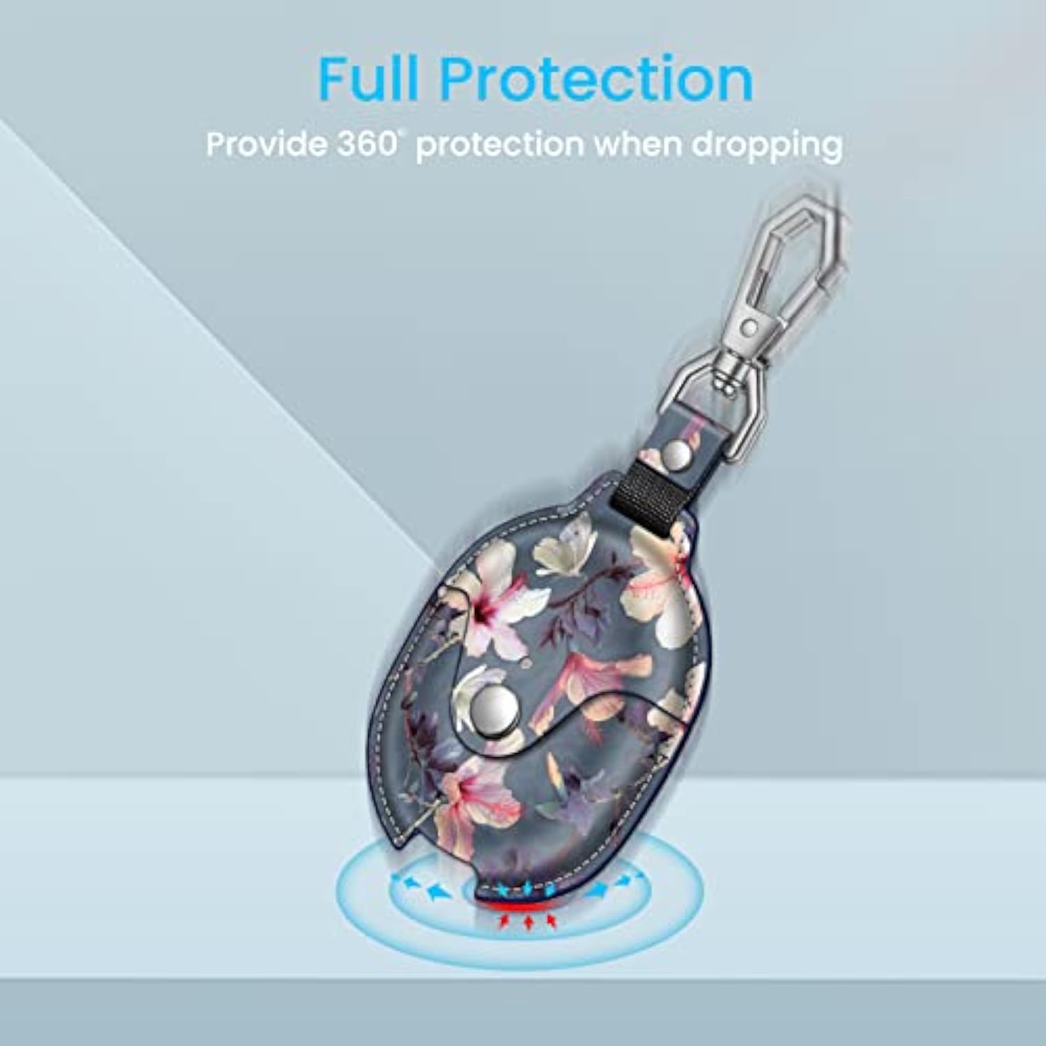 Fintie Protective Case for Google Pixel Buds Pro 2 (2024) / Google Pixel Buds Pro (2022), Premium PU Leather Slim Fit Metal Snap Closure Portable Cover Skin with Keychain, Blooming Hibiscus