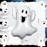 12Pcs 30" Halloween Ghost Foil Balloons - White Ghost Party Decorations for Birthday & Shower