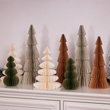 8PCS Paper Christmas Tree, Neutral Christmas Honeycomb Centerpieces, 3D Minimalist Paper Trees Table Decorations for Home Xmas Holiday Party Decor(Gray, Brown, White, Green)