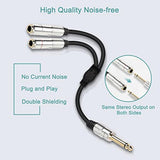 6.35Mm Ts Guitar Signal Audio Y Splitter Cable, 1/4" Male To Dual Mono 1/4" Female Adapter With Gold-Plated Ofc Hifi Ts Speaker Headphone Extension Cable-0.5M/1.6Ft
