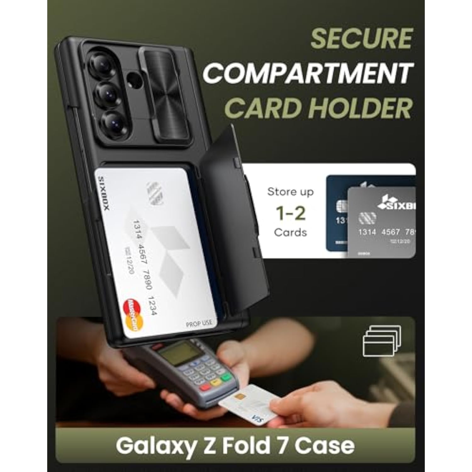 Samsung Galaxy Z Fold 7 Case with Card Holder, Black - Premium Protection and Storage