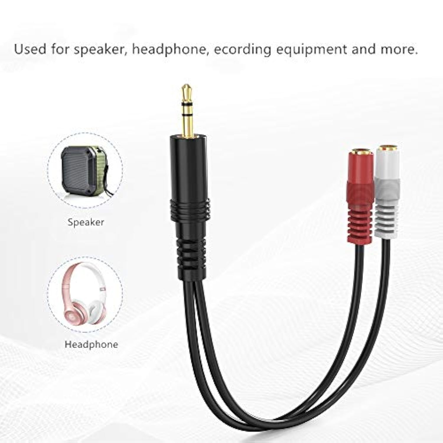 3.5Mm Stereo To Dual Mono Cable, 2 Pack 6Inch 1/8" Trs Male To 2 Ts Mono Female Adapter Gold-Plated Connector Audio Y Splitter Cord For Headphone, Speaker