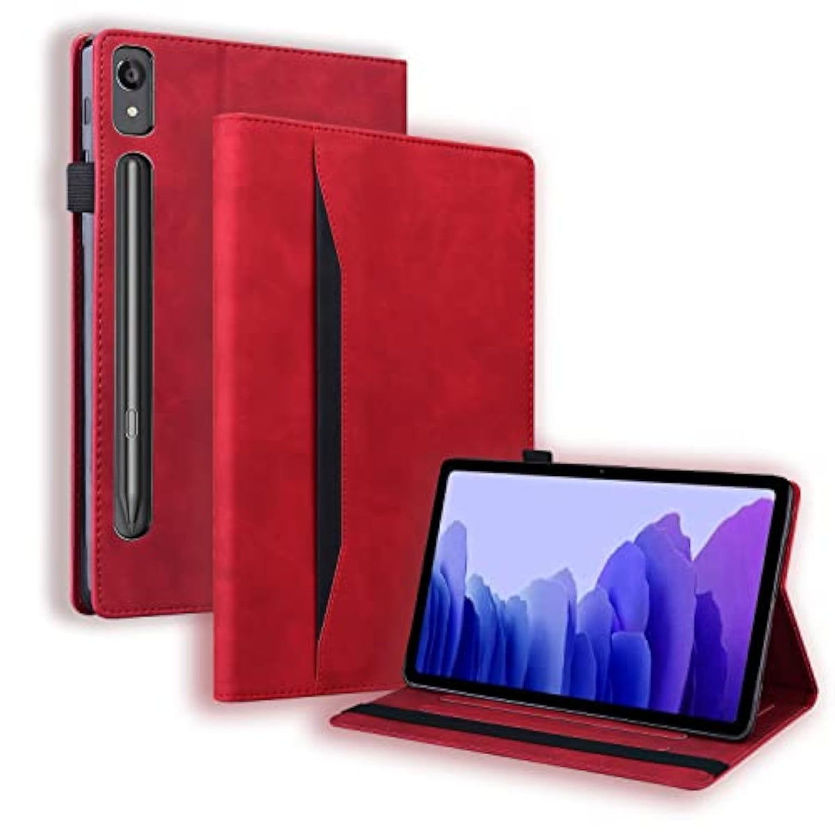 Case For Lenovo Tab P11 Pro (2Nd Gen) / Tab P11 Pro Gen 2 11.2 Inch Magnetic Pu Leather Folio Stand Shell Cover Foldable Card Holder Multi-Angle Tab P11 Pro 2022 11.2",Red