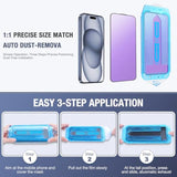 2-Pack Anti Blue Light Matte Screen Protector For Iphone 17, Iphone 16 Pro-6.3 Inch, 9H Tempered Glass, Full Coverage, Anti-Fingerprint, Auto Dust-Elimination, No Bubble, Easy Installation