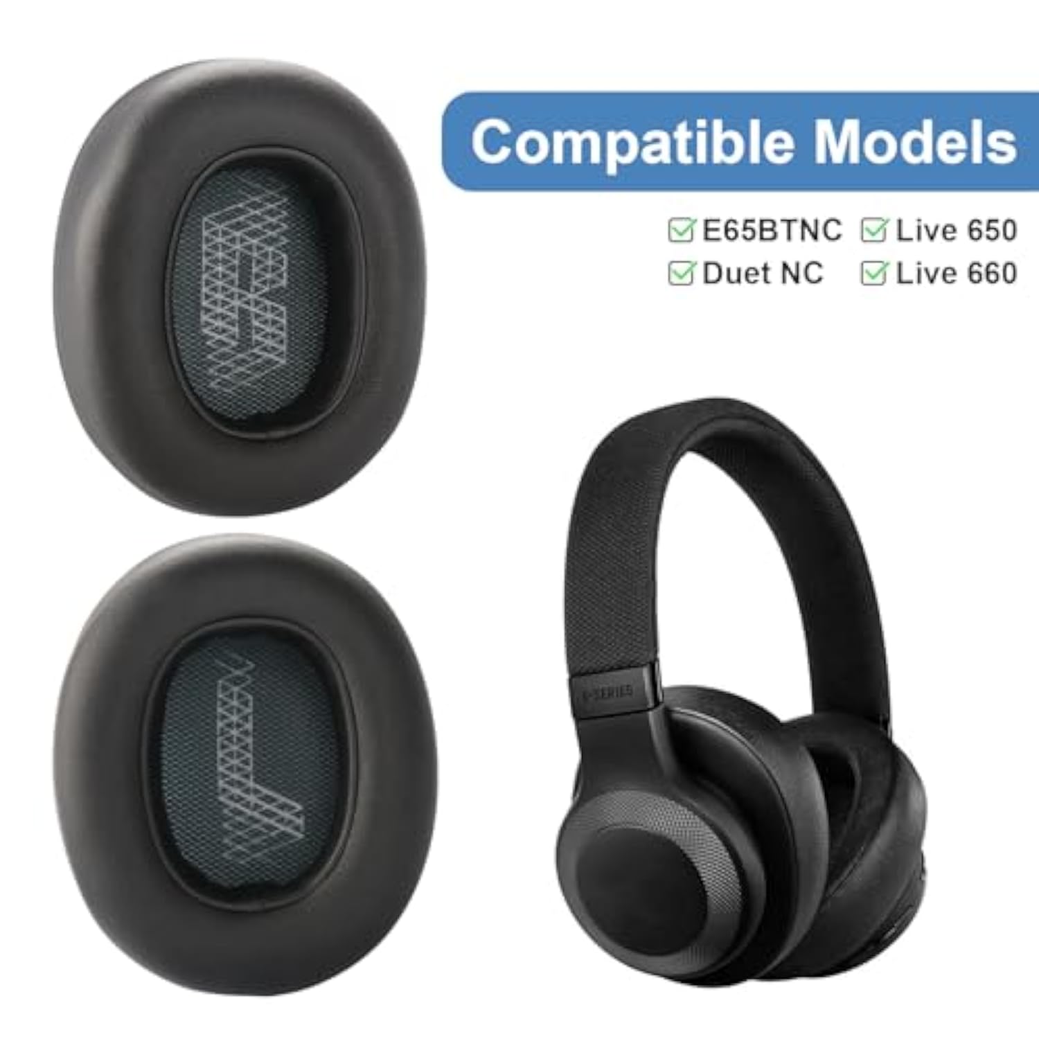Live660 Btnc Ear Pads Replacement Ear Cushions Compatible With Jbl E65 E65Btnc / Duet Nc / Live650Btnc Live660 Btnc Headphones Comfortable Protein Leather And Memory Foam Earpads