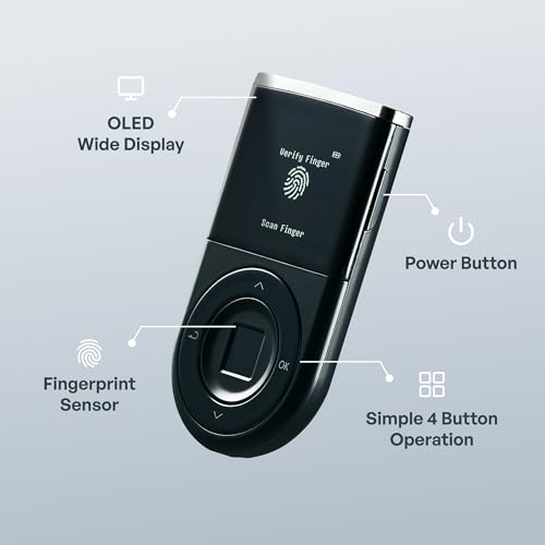 Hardware Wallet Biometric Cold Wallet For Crypto With Fingerprint Authentication | Secure Bluetooth Storage For Bitcoin, Ethereum, Xrp, Xdc, Solana, Stablecoins & More