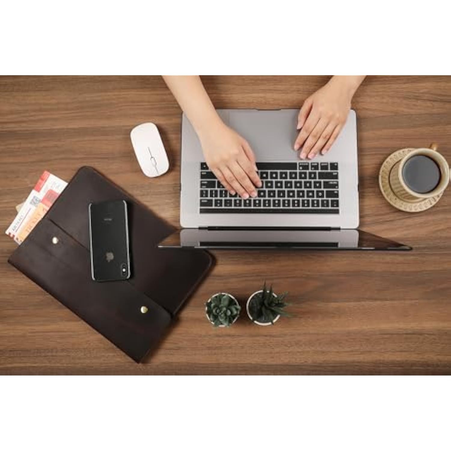 Leather Tablet Sleeve - 12.9/13 Inch Ipad Pro Sleeve, Document Holder Folio File Holder, Genuine Leather Ipad Case For Protection And Style-Dark Brown