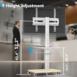 Mobile TV Stand with Power Outlets&Shelf, Floor Portable TV Stand with Wheels for 27-65Inch LCD LED OLED Flat/Curved Panel Screen, Swivel,Height