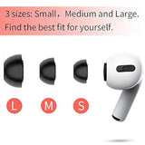 Premium Memory Foam Tips For Airpods Pro. No Silicone Eartips Pain. Anti-Slip Eartips. Fit In The Charging Case, 3 Pairs (S/M/L, Black)