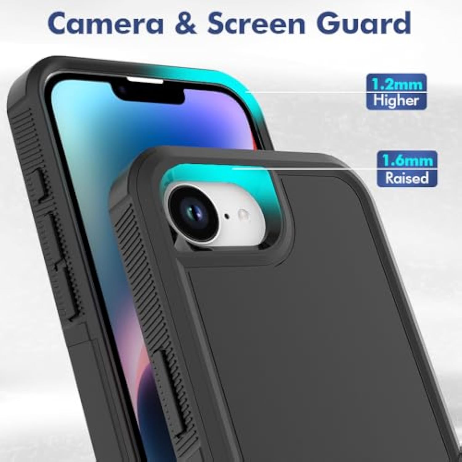 For Iphone 16E Case: Dual Layer Protective Heavy Duty Cell Phone Cover Shockproof Rugged With Hd Screen Protector - Protection Bumper Tough - For Apple Iphone 16E, Black