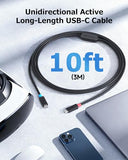 Unidirectional 10Gbps Active USB C Cable 10 ft, Supports Up to [4K@60Hz Video, 60W Charging, 10Gbps Data Transfer] for Apple Vision Pro, Meta Quest 3