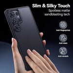 Slim Fit Designed For Samsung Galaxy S25 Ultra Case [16Ft Military Drop Protection] [Anti Stain Tech] Thin Matte Translucent Shockproof Protective S25 Ultra Case 6.9'', Black