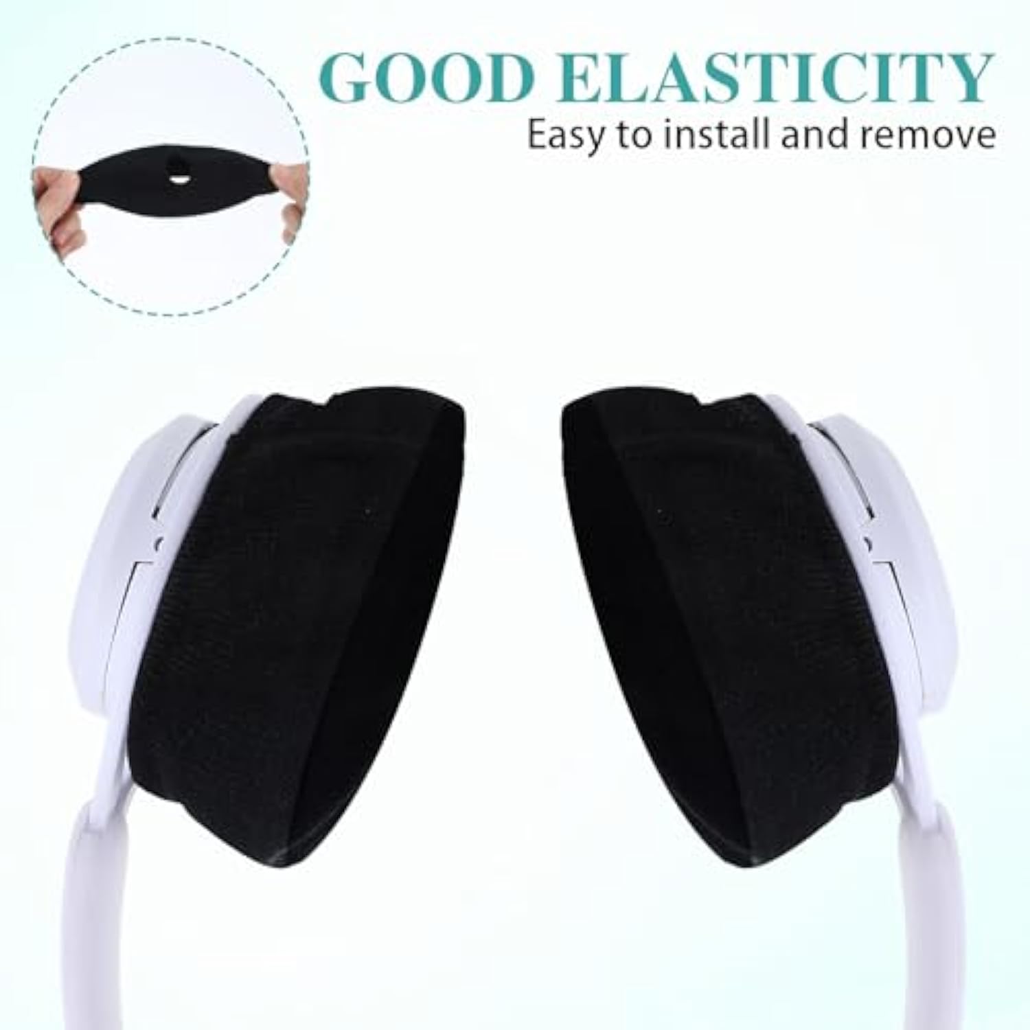 2 Pairs Earpads Sweater Cover Protectors, Stretchable Knit Fabric Headphone Sweat Earpads Covers Washable Ear Pads Protectors Compatible With Over-Ear Headsets, Fit 3.5" - 4.3" Ear Cushions