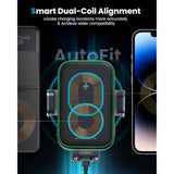 Dual Coil Wireless Car Charger Auto Clamping 15W Cup Holder Phone Wireless Charger Mount Fast Charge Tri-Pivots Height Adjustable Phone Holder Car Truck For Iphone 16 15 14 13 Samsung Lg Etc.
