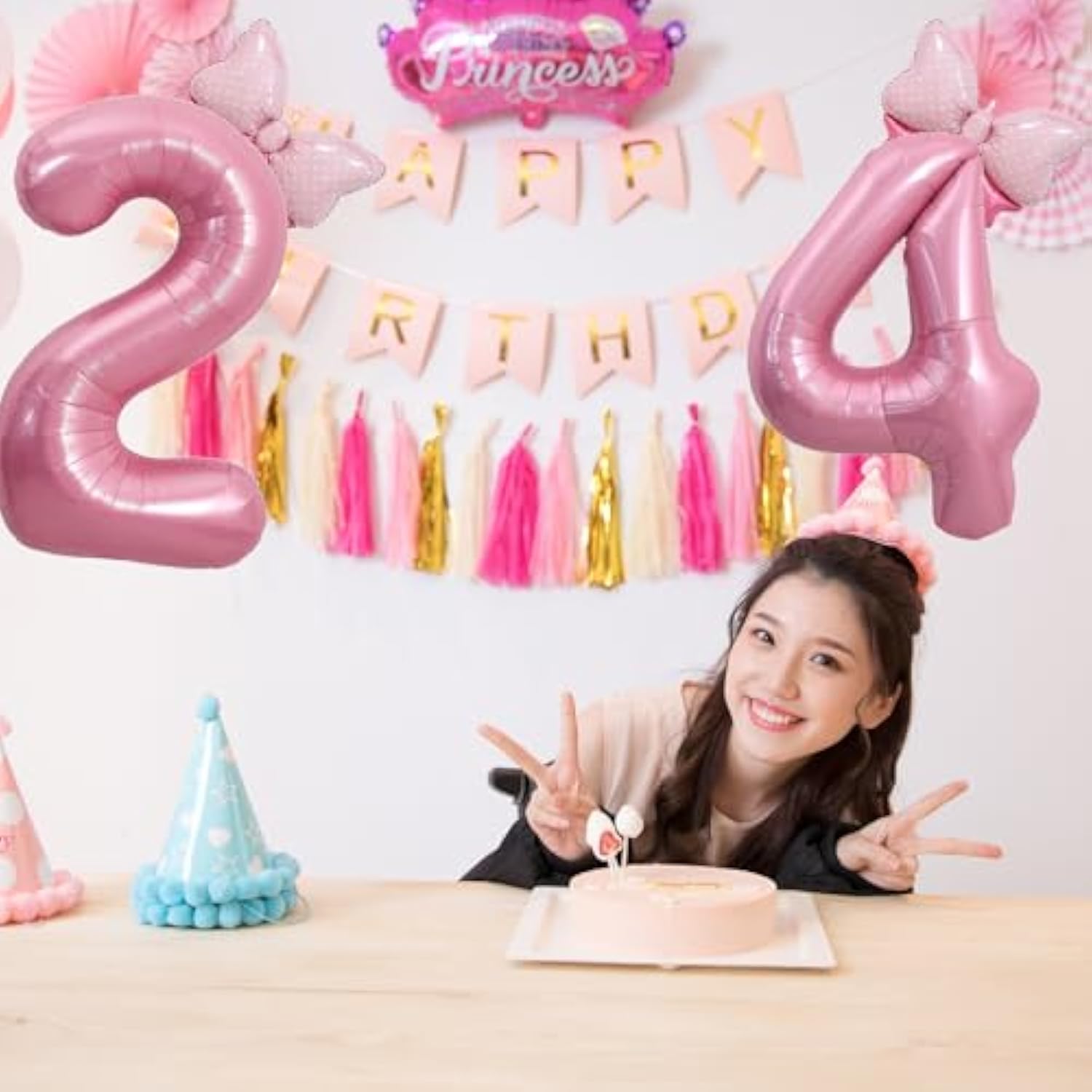 40" Pink Number 2 Balloon with Mini Bow Girls 2nd Birthday Decorations