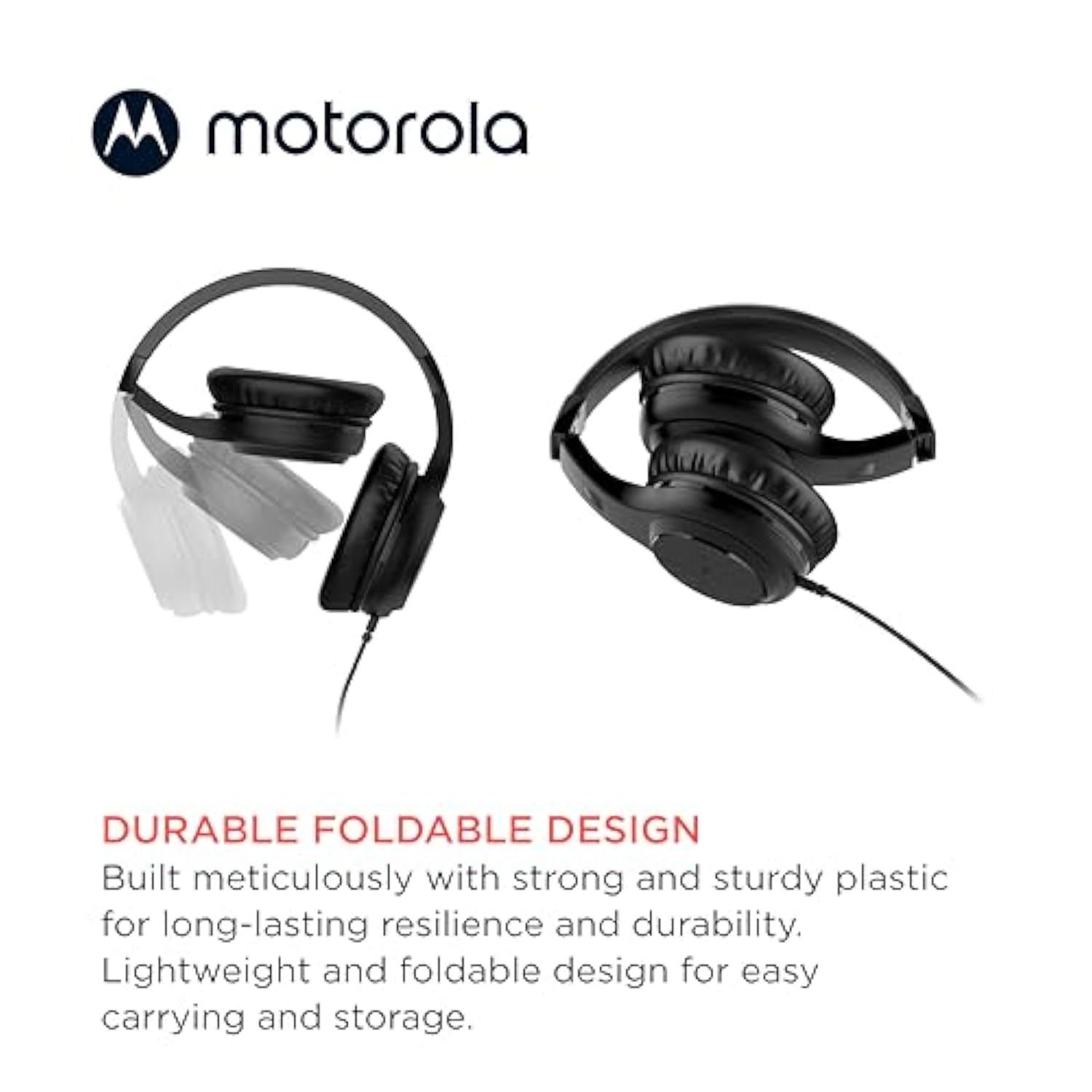 Motorola Over-Ear Headphones Wired - Moto XT120 Headphones with Microphone, in