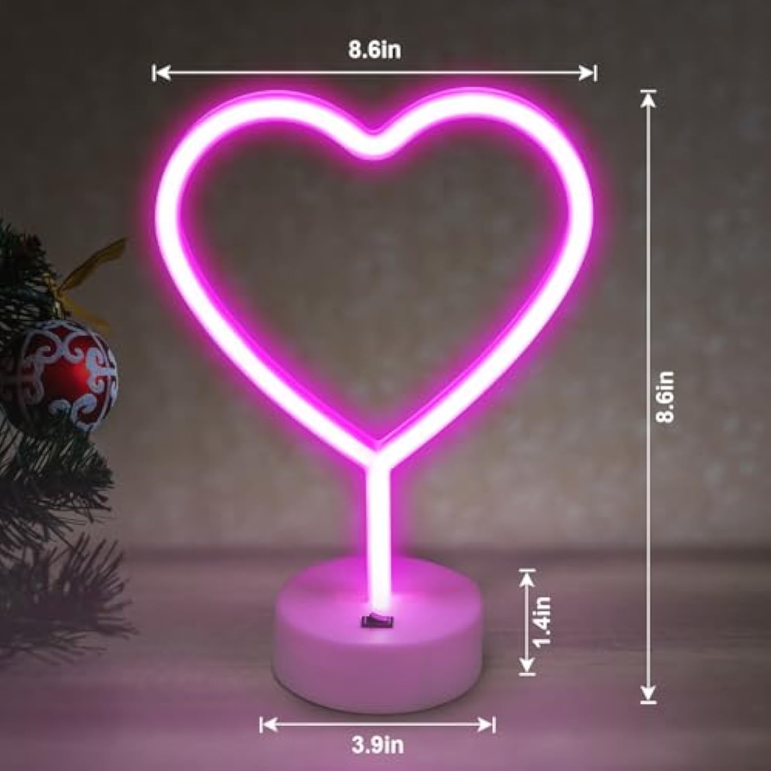 Valentines Day Decorations, 2 Pack Heart Neon Signs, Led Pink Lights Battery Operated Or Usb Powered, Neon Lights Heart Decor For Valentine'S Day Gifts, Wedding, Party, Pink Room Decor