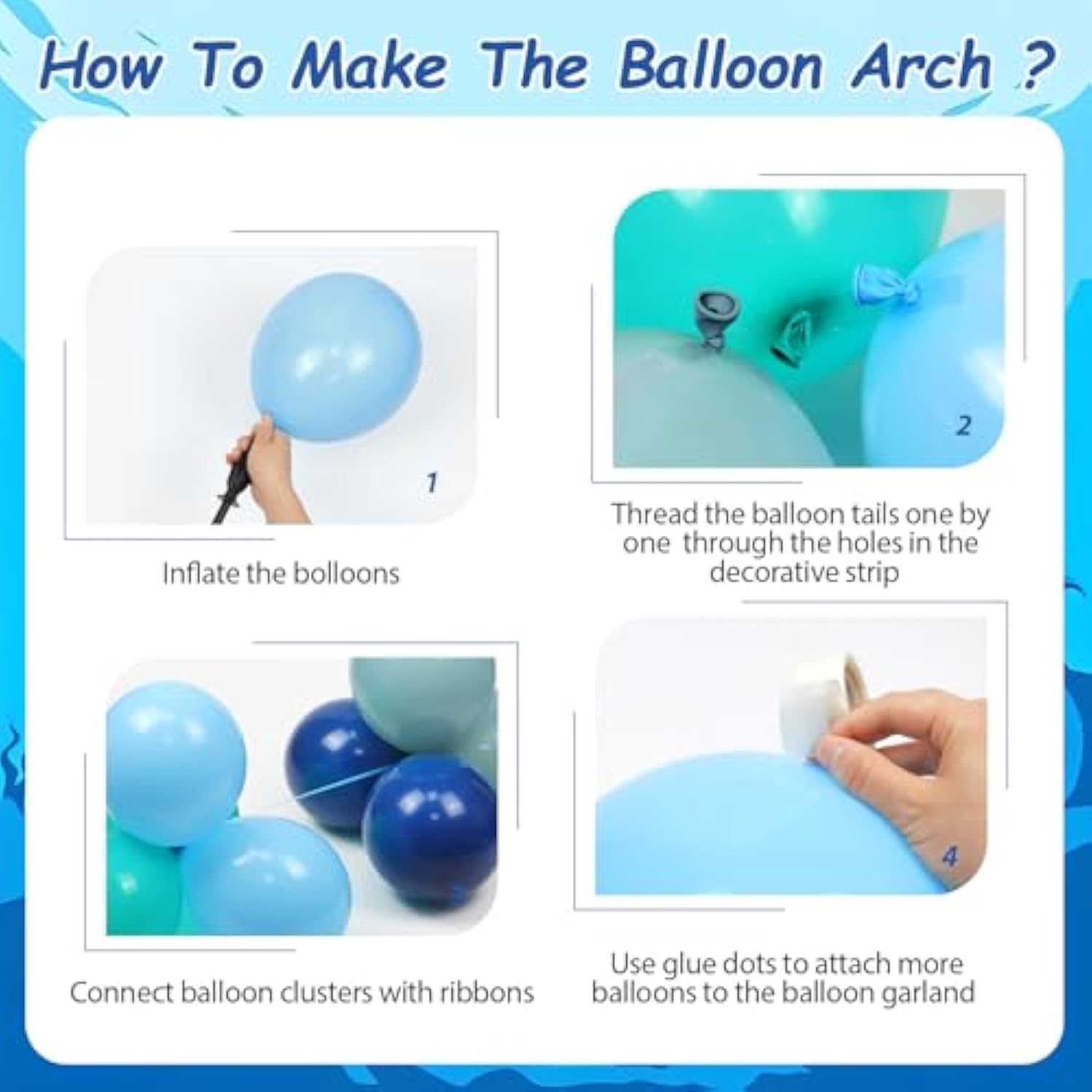 134PCS Ocean Balloon Arch Kit – Blue, Teal & Orange Balloons for Under the Sea Party Decor