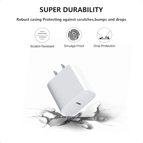 Fast Usb-C Charger Block 20W For Iphone 17/16/15 Charger, Apple Watch/Iwatch Series Ultra/11/10/9/8/7/6/Se/Se2/5/4/3, Type-C Pd Fast Charging Usbc Power Adapter Plug For Airpods 4/3/2/1, 1-Pack White