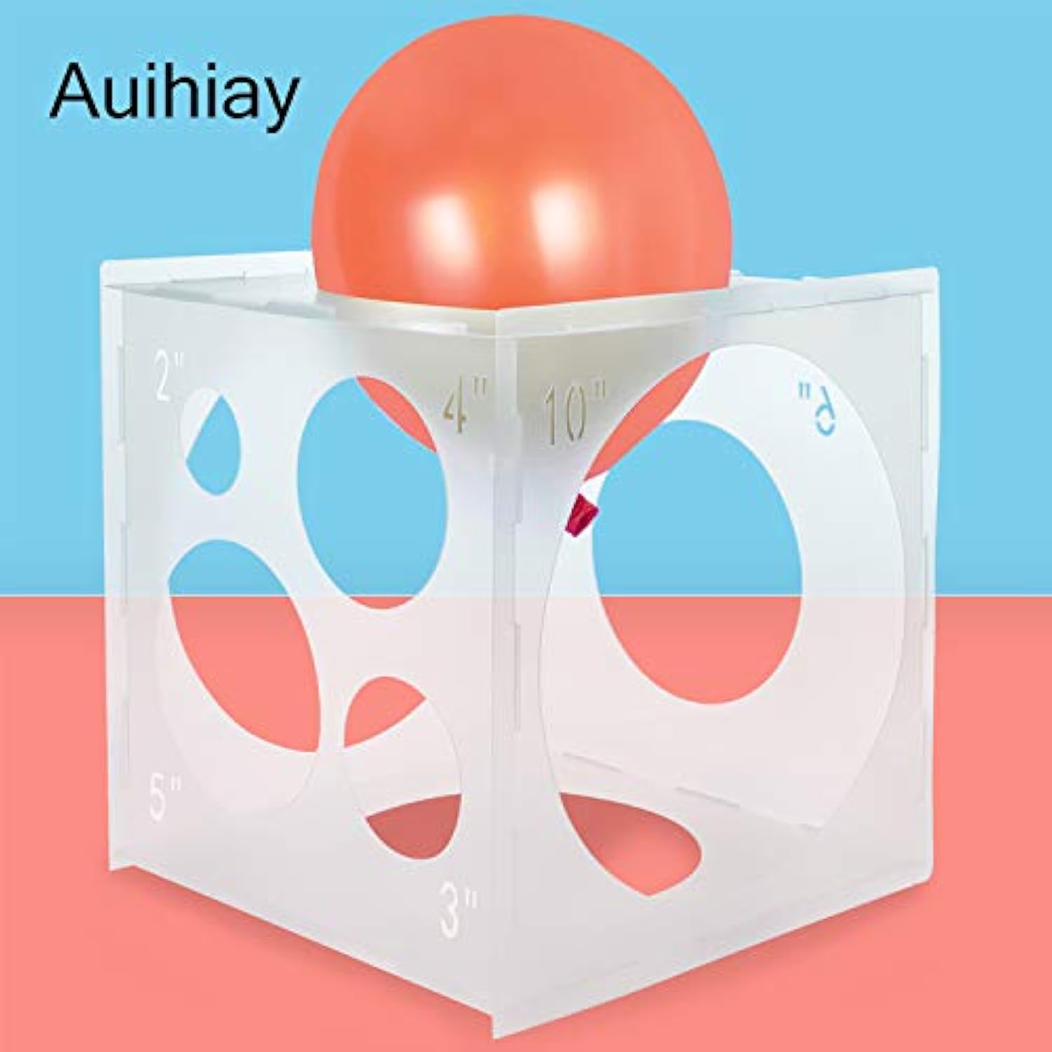 2-10 Inch Collapsible Plastic Balloon Sizer Box Cube, Balloon Size Mea