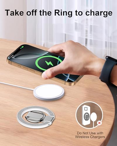Magnetic Phone Stand with Ring Holder for iPhone 17e, MagSafe Finger Ring Magnet Grip, Adjustable Kickstand Loop for Phone Case, iPhone 17 Pro Stand