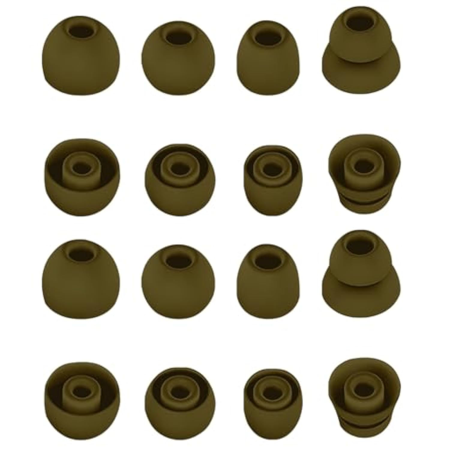 8 Pairs Premium Ear Tips For Powerbeats Pro Earbuds In Ear Tips, Silicone Washable Noise Reducing Secure Fit For Beats Powerbeats Pro, Fit In Case, Buds Tips S/M/L, Double Flange, Army Green