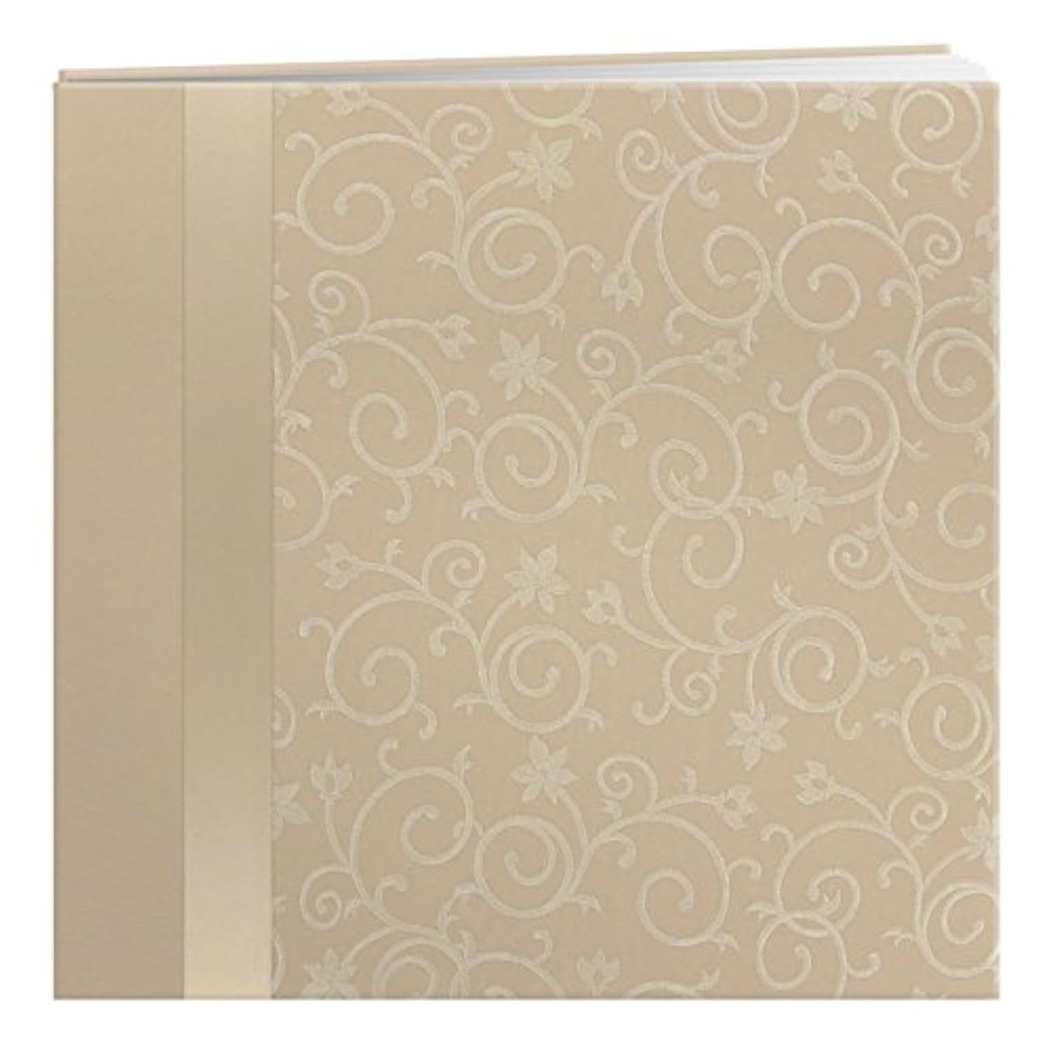 Scroll Embroidery Fabric Post Bound Album 12"X12", Ivory