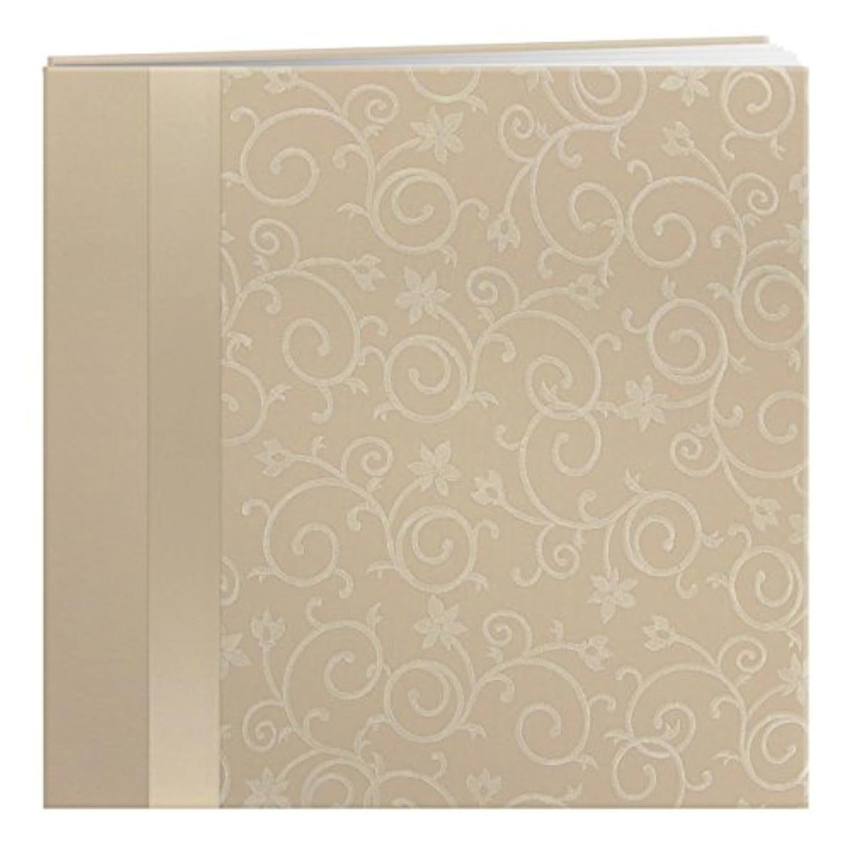 Scroll Embroidery Fabric Post Bound Album 12"X12", Ivory