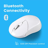 Perimice-802W Wireless Bluetooth Mouse - Portable Design For Windows, Ios, And Android Tablet - White