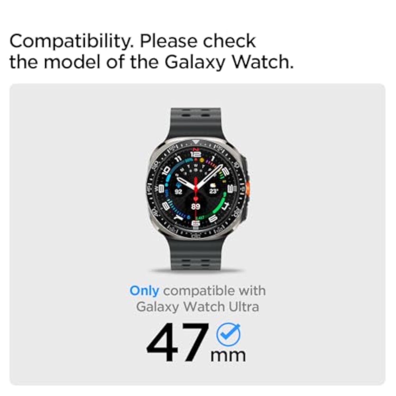 Spigen Rugged Armor Designed for Samsung Galaxy Watch Ultra Case 47mm Durable TPU Cover (2024) - Matte Black