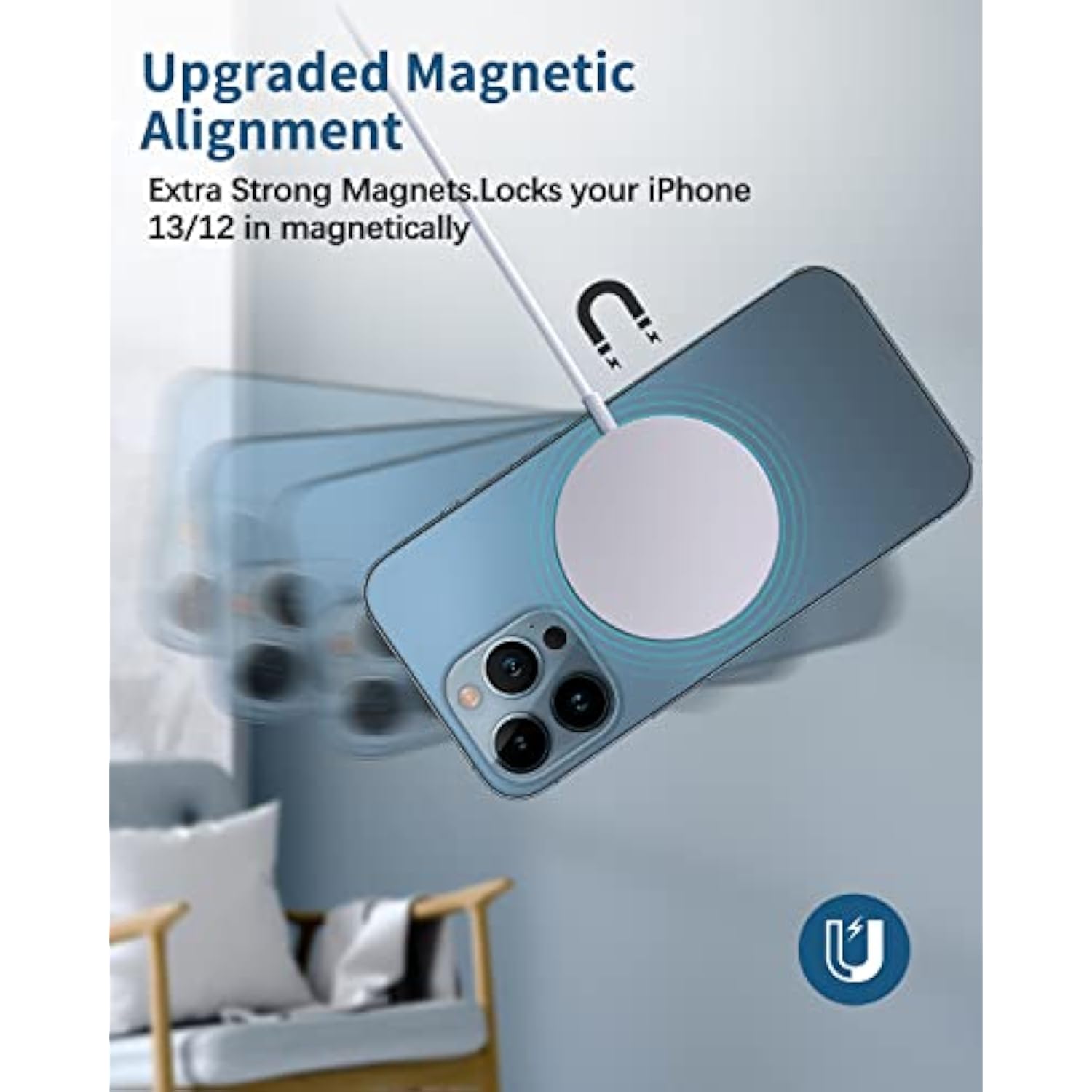 Magnetic Wireless Charger Mag-Safe Charger For Iphone 16/15/14/13/12 Series Convertible Magnet Wireless Charging Stand/Pad With 5Ft Cable For Iphone And Airpods 2/3/Pro 2/Pro