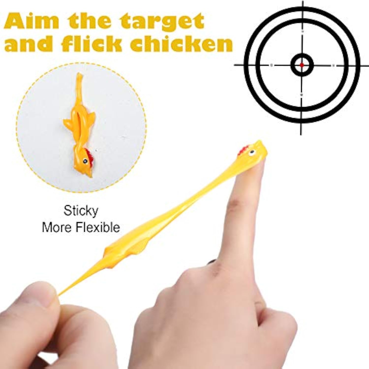 30 Pcs Rubber Chicken Slingshot Flying Chicken Fingers Stretchy Turkey Shooter For Party Favors Gift Goodie Bag Stuffers(Turkey,Yellow, Red)