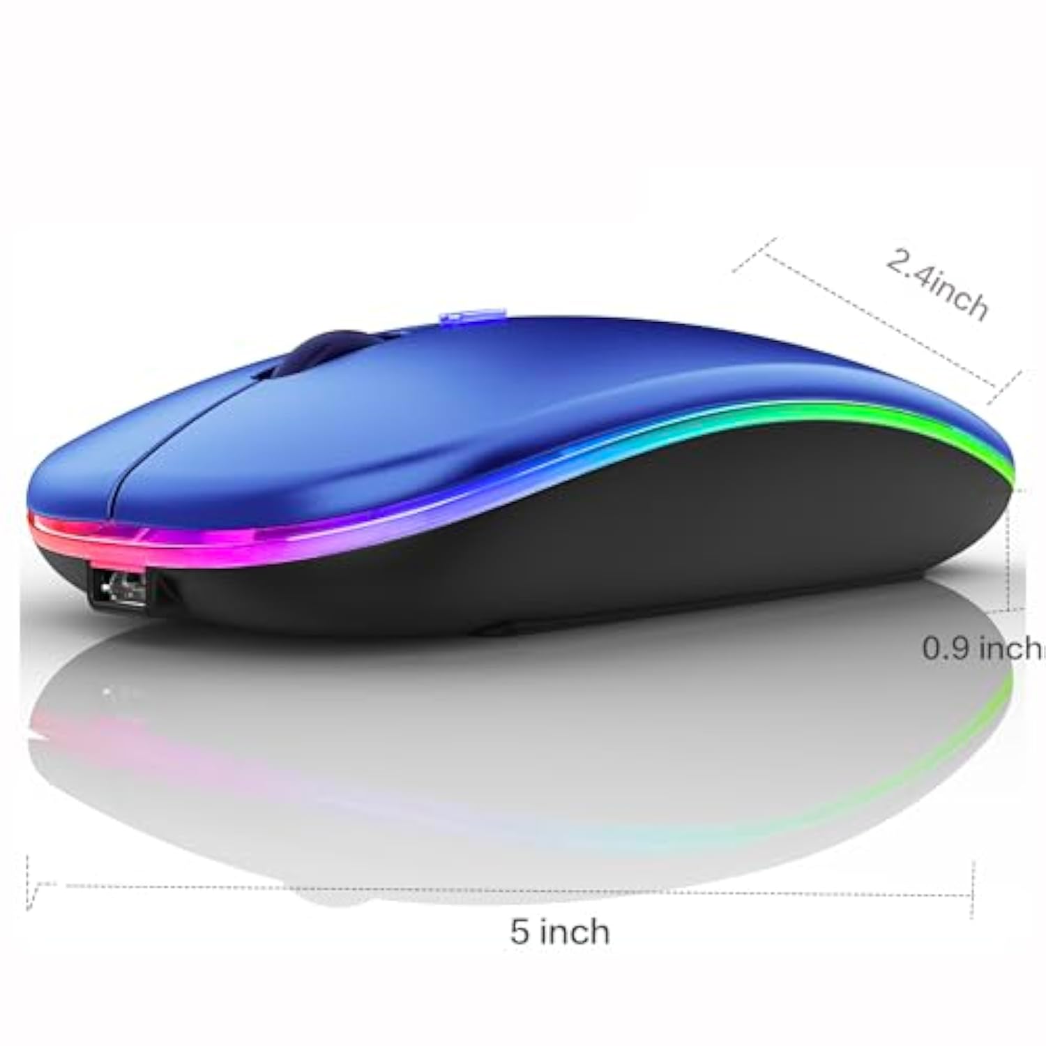 Bluetooth Wireless Mouse For Laptop Mac Macbook Macbook Air Macbook Pro Pc Desktop Computer Windows Chromebook Notebook (Blue Black)